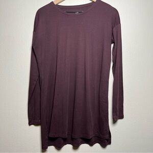J. Jill Women 100% Supima Cotton Shirt XS‎ Burgundy Long Sleeve Tunic Crewneck